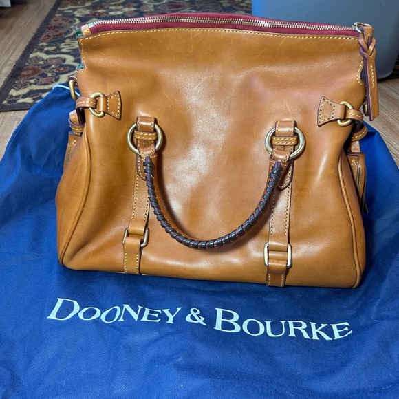 Dooney & Bourke Italian Florentine Leather Large Satchel Bag Natural - Picture 16 of 16
